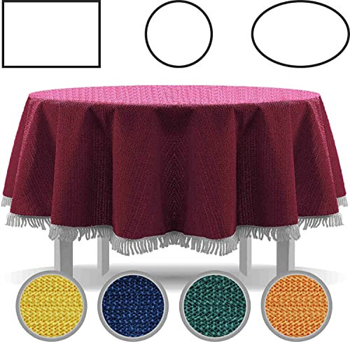 EXKLUSIV HEIMTEXTIL Gartentischdecke mit Fransen Tischdecke rund oval eckig Classic 110x140 cm eckig blau