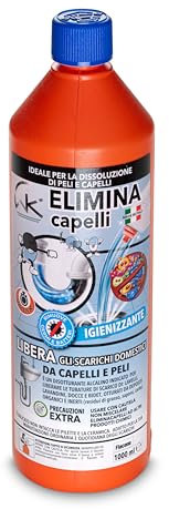 WK Elimina Capelli: Dissoturante Alcalino per Scarichi | 1 Litro | Made in Italy | Elimina Pellicola Organica e Capelli dagli Scarichi