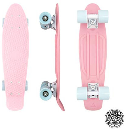 Swell Skateboards Coral – 22 Zoll Mini Cruiser für Jugendliche und Erwachsene Rutschfestes Kunststoffdeck mit hochfesten Trucks, großen griffigen Rädern leisen Kugellagern Anfänger Profi Skaterboard