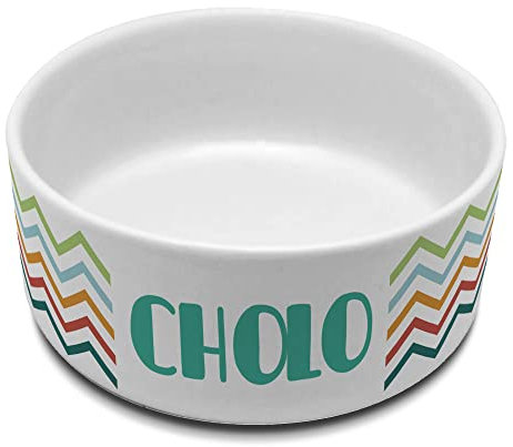 Cuenco Perro. Comedero Perro. Comederos y Bebederos con Nombre. Comedero Personalizado. Cuenco Cerámica. Volumen 650ml. Zigzag Colores