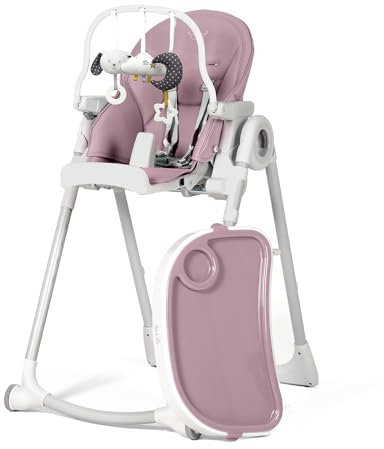 Allis Baby Lola Adjustable Folding High Chair with Multiple Height and Seat Positions, Removable Tray, 5 Point Harness and Toy Bar, Portable Highchair for Babies and Toddlers (Light Grey)