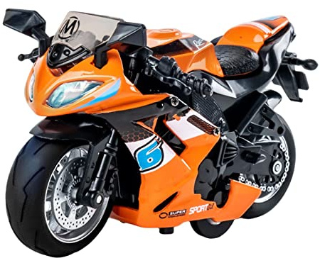 Anloximt Jouet Moto en Fonte à Tirer - Modèle Réaliste de Course Avec Son et Lumière - Cadeau pour Enfants