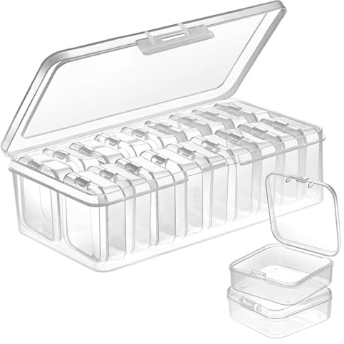 DUOFIRE Bead Organizer 18 Clear Plastic Bead Storage Containers Hinged Lids