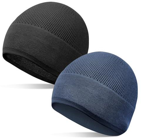 2Pcs Thin Beanie Hats Helmet Liner for Hard Hat with Gift Box Packging, Cool Cycling Running Work Beanie Cap for Woman Men, Sports Sweat Workout Football Skiing Toboggan Sleeping Bonnet Hat.