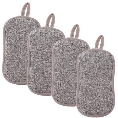 WeddHuis Esponjas Cocina Estropajos de Limpieza de Microfibra Que no Raya, de Doble Cara para Fregar los Alimentos sucios o quemados Rebeldes en ollas Platos 4 Piezas