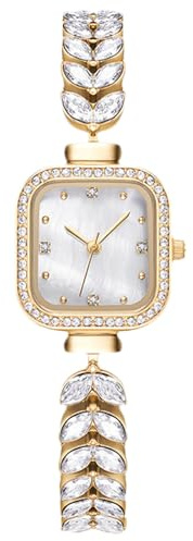 RORIOS Armbanduhr für Frauen mit Armbändern Elegante Kleine Quadratischem Uhr Modische Diamant Uhren Dress Analog Quarz Uhr Damen Edelstahl Uhr Gold