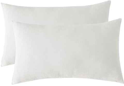 SOULFUL Doppelte Muslin Kissenbezug 40x60 Baumwolle, Kissenbezüge 2 Teilig mit Reißverschluss, ÖkoTex Zertifiziert, Weiß