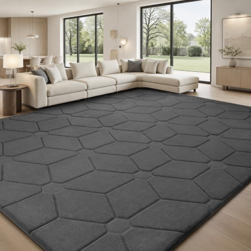 Treeboy Rugs Living Room 160x230, 3D Dark Grey Area Rugs for Bedroom,Extra Large Rugs for living room,Machine Washable Anti Slip Short Pile Rug Carpets Mat for Kids Room Bedroom