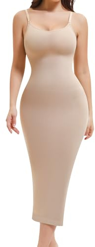 Miguofan Women's Shapewear Slip Dress Tummy Control Invisible Under Dress Adjustable Straps