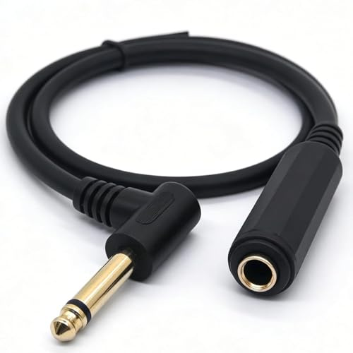 AmiCera Cavo audio corto da 6,35 maschio a femmina, 50 cm, 1/4 stereo TRS per chitarra, AMP, sintesi, amplificatore, altoparlante, piano (Mono Channel)