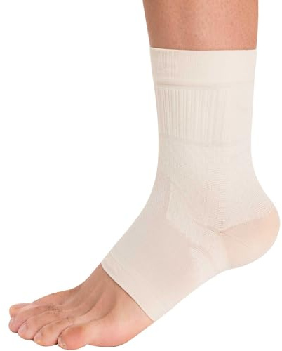 Zensah Ankle Support - Compression Ankle Brace - Great for Running, Soccer, Volleyball, Sports - Ankle Sleeve Helps Sprains, Tendonitis, Pain, Beige, Small