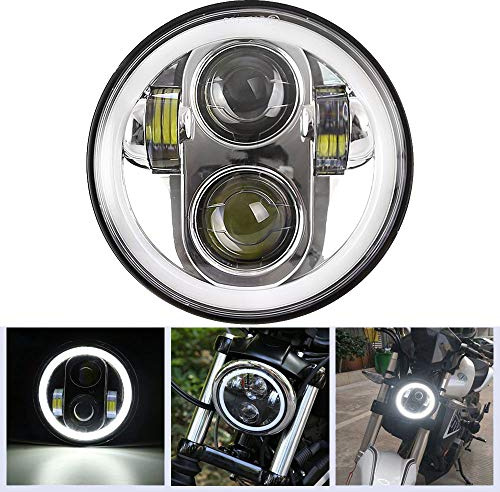 Daymaker Projector Angel Eyes 225 Motorradlicht, 40 W, LED-Scheinwerfer, 14,6 cm, mit DRL-Fernlicht für Harley Davidson silber
