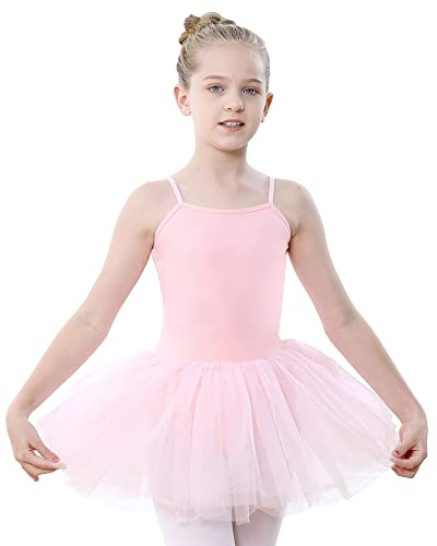 Stelle Toddler Ballet Leotards for Girls,Dance Leotard for Girls,Camisole Toddler Ballet Outfit with Tutu for Studio Outdoor Daily Wear, Pink 6-7 Years