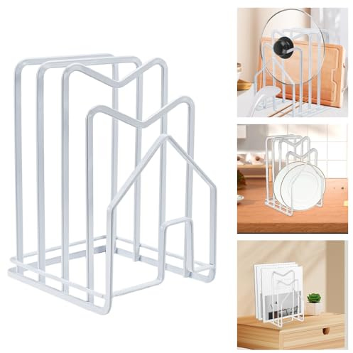LIMITADA Porta Tagliere Verticale in Metallo - Supporto per Coperchi di Pentole Salvaspazio - Organizzatore per Taglieri e Coperchi - Bianco