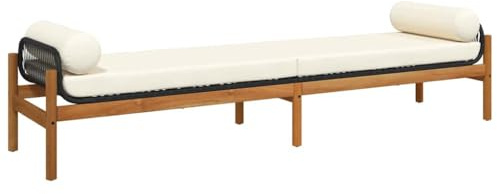 vidaXL Banc de Jardin avec Coussin, Siège avec Housse, Meuble de Terrasse Patio Parc Balcon Extérieur, Moderne, Noir Résine Tressée Acacia