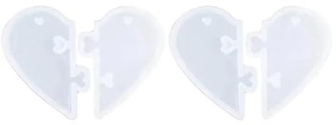 TRgqify-KM 1/3pcs Heart Puzzle Pendant Epoxy Resin Silicone Mold Casting Mould for DIY Jigsaw Jewelry Necklace Craft Valentine Gift Making(1 pair)