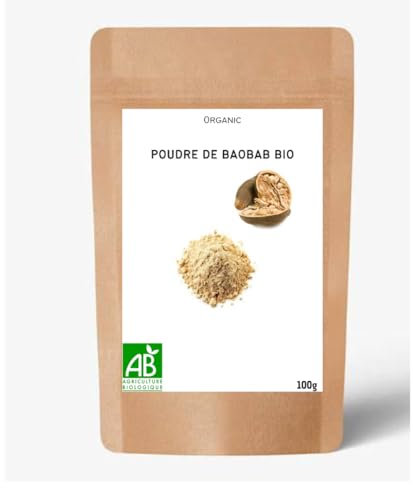 Poudre de baobab 100% Naturelle - Super Aliment riche en vitamine C - Pain de singe - Bouye