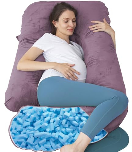 TaiBest Cuscino per Gravidanza a Forma di U per Tutto il Corpo con Fodera Rimovibile per Donne in Gravidanza, Cuscini per Gravidanza per Dormire, Supporto per Schiena, Gambe, Pancia, Cuscino per