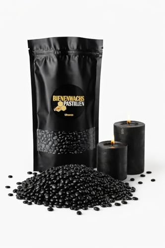 Ubswax Pastiglie di Cera d'api per Fai da Te – Profumo Naturale di Cera d'api, Versatile per Candele, Cosmetici e Sabbia per Candele (Nero, 500g)