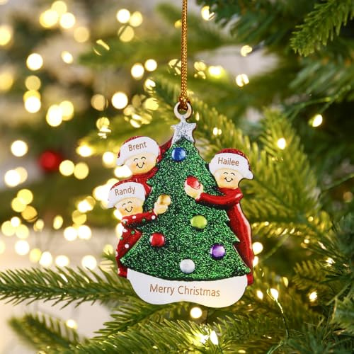 Jeweidea Personalisierte Weihnachtsanhänger mit Namen Weihnachtsbaumschmuck Holz 2024 Weihnachtsdeko Holz Aufhängen (A-Namen 3)