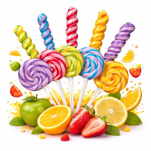 Lot de 10 Sucettes Rainbow Pop – Bonbons Spirales Colorés et Gourmands – Goût Fruité Intense – Idéal pour Anniversaires, Goûters, Cadeaux et Décorations de Fête