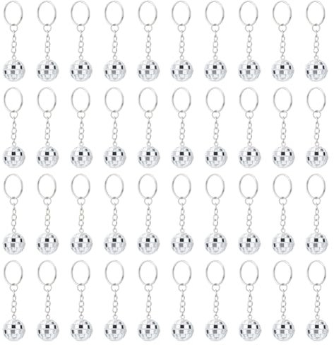 DICOSMETIC 40 portachiavi in vetro da discoteca per feste a forma di palla da discoteca portachiavi platino addio al nubilato portachiavi 8 cm specchio palla da discoteca portachiavi per forniture per