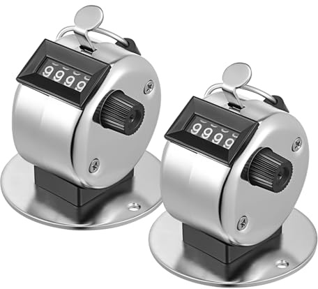 Alasum Compteur Mécanique Manuel 2 Pièces Compteur De Point Réinitialisable en Métal avec Anneau De Suspension Outil De Comptage Portable pour Tricot Couture Et Comptage Polyvalent