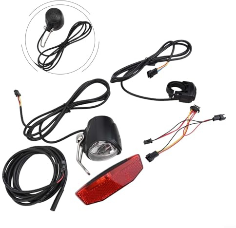 Gdfnmogo Voltaje amplio de 12 a 72 V compatible con faros delanteros de bicicleta eléctrica más arnés de luz LED eléctrica para luces de freno traseras incluye interruptor más juego impermeable