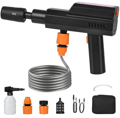 Nettoyeur Haute Pression sans Fil, Nettoyeur Haute Pression Portable | Pistolet Haute Pression sans Fil avec Buse Réglable 5 en 1,12000mAh Batteries pour Voitures,Sols,Terrasse Nettoyage Extérieur