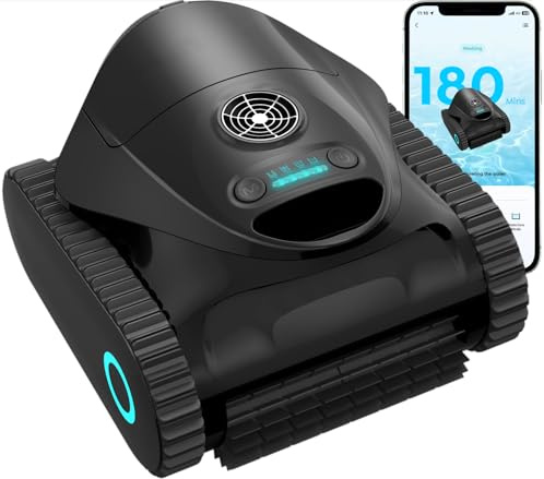 BRINBO C1 Robot Limpiafondos Piscina,Paredes,Línea y Plataformas,Autonomía 180 min, Doble Filtración, 3 Motores, Succión Potente, Control por App, Robot Piscina Inalámbrico 150㎡,Nero Opaco