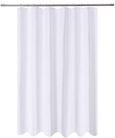 N&Y HOME Extra Long Shower Curtain Liner Fabric 72 x 96 inches, Hotel Quality, Washable, Water Repellent, White Spa Bathroom Curtains with Grommets, 72x96