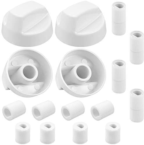 AMI PARTS Universal White Control Knobs with 12 Adapters 4-Pack Universal Knobs for Oven/Stove/Range