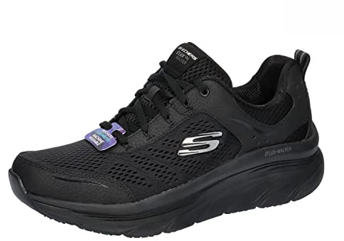 Skechers Women's D'lux Walker Infinite Motion Trainers,Black Leather Mesh Trim,5.5 UK