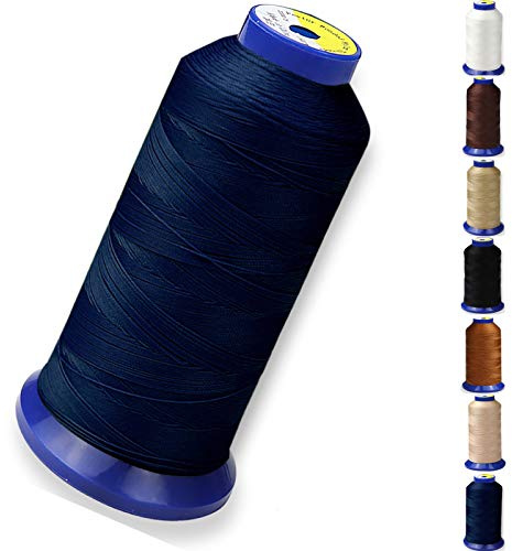Fil en nylon collé pour coudre le cuir, les tissus d'ameublement, les jeans et la perruque ; #69 T70 Taille 210D/3 1374 m (bleu marine)