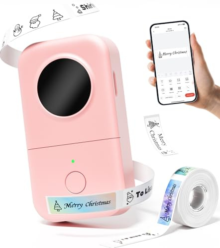 Phomemo D30 Mini Etichettatrice Portatile - Bluetooth Stampante per etichette Termica per Adesivi a Rilievo per iOS & Android,Etichettatrice adesive Adatta per Casa, Ufficio, Prezzo, Data - Rosa