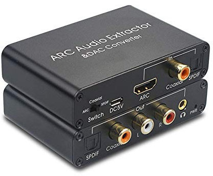 Fesjoy 192 kHz-ARC-ljudadapter HD-ljudextraktor digital analog ljudomvandlare DAC SPDIF koaxial-RCA-3,5 mm uttagutgång