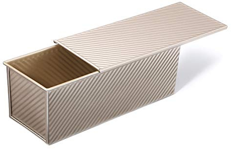 Monfish Pullman Loaf Pan w Cover grande Toast Mold rettangolo padella per pagnotta w coperchio 2,2 libbre pasta alluminio acciaio champange oro antiaderente teglia per pane