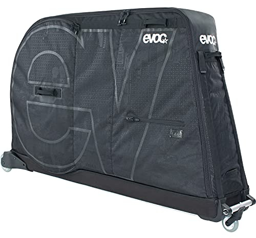EVOC Bike Bag PRO Lightweight Bike Transport Bag (incl. Clip-ON Wheel 2.0, DISC Protection, Fork Mount stabilisation, Bike Stand PRO, Frame PAD, 305l, max. wheelbase 130 cm), Black