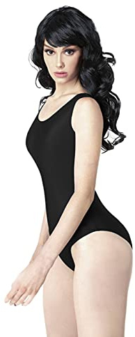 Carnavalife Maillot de Danza Ballet Gimnasia sin Mangas con Correa Ancha, Leotardo Clásico Mujer de Cuello Redondo (Negro, M)