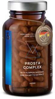 Prostate et Confort Urinaire - Saw Palmetto + Pépin de Courge + Ail Noir + Ortie + Broccoli + Granade + Zinc & Sélénium - 120 Gélules - Prosta Complex pour Homme