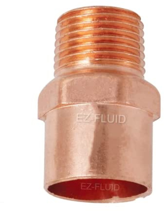 EZ-FLUID Plumbing (1-Pcs) 3/4 Solder x 1/2 MIP LF Copper Male Adapter,C x MIP Sweat To Male Threaded Male Adapter Reducing Adapter Sweat Solder Copper Pipe Fittings