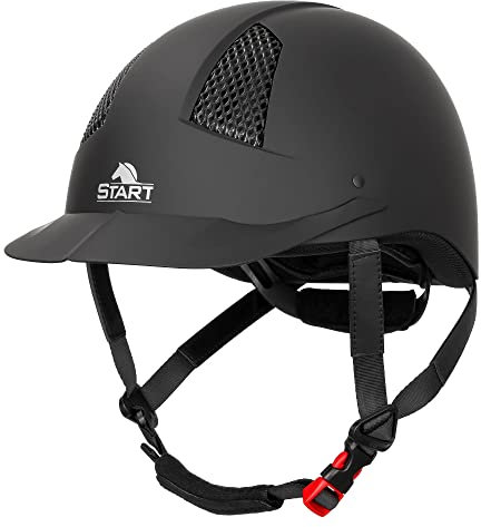 Start Reithelm verstellbar leicht mit Belüftung für Kinder & Erwachsene Sicherheit EN 1384 VG1 ABS/EPS stoßdämpfend herausnehmbar, waschbar Polster - Winner (Schwarz, L)