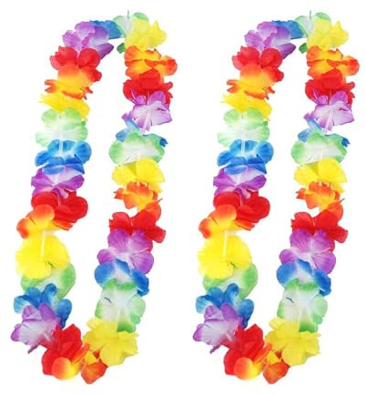 VICZON Hawaiiansk Girlang 2-delar Tropiska Hawaii Halsband Hawaii Hula Flerfärgade Blommor Girlanger för Tropiska Fester, Strandfester, Nattklubbar och Strandsemester