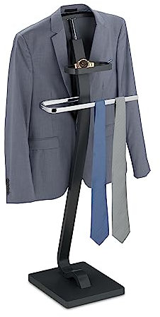 Relaxdays Herrendiener, mit Ablage, für Jackett & Hose, HBT: 112 x 46 x 32 cm, MDF & Stahl, Stiller Diener, grau/silber