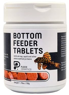 Plecoceramics Algae Wafers Universal Fish tabs for Most Aquarium Fish - Turtle Feed, Goldfish Food, Catfish wafers - Algae Spirulina Wafers for Bottom Feeders - Protein Wafers (1.76 oz / 50 gr)