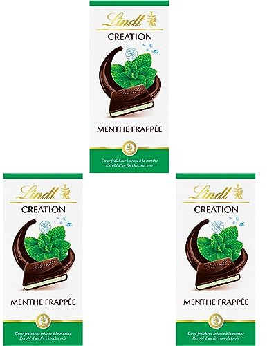 Lindt - Tablette Menthe Frappée CREATION - Chocolat Noir, 150g (Lot de 3)