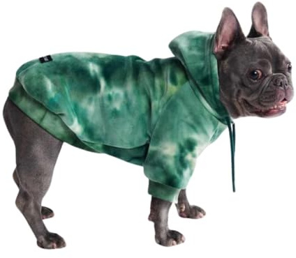 Spark Paws Dog Hoodie – Premium Dog Sweater for Small, Medium, and Large Dogs | Warm Outfits for French Bulldogs, Pitbull, Puppy, Winter Jacket Alternative - Green Skydye, L