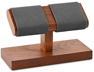 Oirlv Massivholz Doppel Uhrenständer,Uhrenhalter aus Holz,Watch Stand,Schmuckständer,Geschenk für ihn(Dunkelgrau)