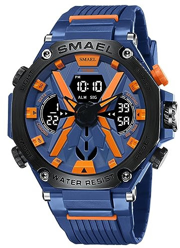 Digitaluhr Herren Armbanduhr Schwarz 5 ATM Wasserdicht Outdoor Sport Uhren Herren Mens Watches Chronograph Stoppuhr Sportlich Militär Military Watch Tactical Digital Herrenuhr Junge Sportuhr Männer