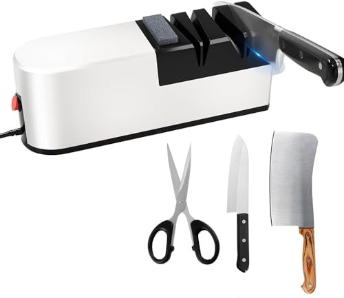 KBIBCK Elektrischer Messerschärfer, 5-in-1 Messerschärfsystem, Elektrischer Messerschleifer mit Gerader Klinge, USB-Messerschärfer Profi, Diamant Messerschärfer für Grob Schlerfen und Reparatur